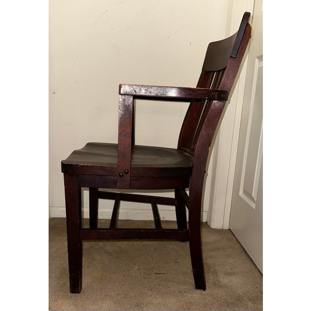 Heywood-Wakefield Antique 1920s Heywood-Wakefield Wood Banker's Armchair For Sale - Image 4 of 8