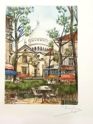 Dufza, Paris Montmartre, 1940, Etching