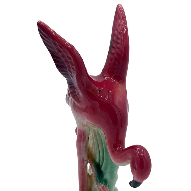 Pair of Mid 20th Century Ceramic Miniature Pink Flamingo Tabletop Statue by Leftons For Sale - Image 9 of 17