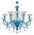Turquoise and Crystal Murano Glass 12-Light Chandelier, 1980s For Sale