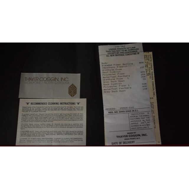 Textile 1990s Mid Century Modern Style Thayer Coggin Red Microfiber Polka Dot Lounge Chair For Sale - Image 7 of 7