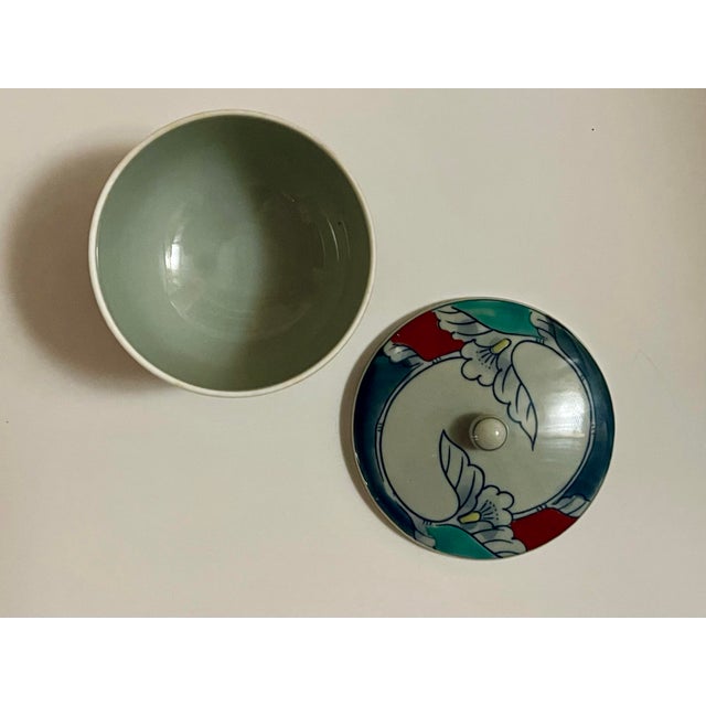 Mid 20th Century Mid 20th Century Japanese Floral Covered Trinket Dish For Sale - Image 5 of 9