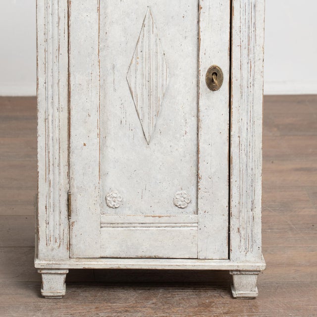 Pair of 19th Century Swedish Gustavian White Painted Cabinets Nightstands For Sale - Image 9 of 17