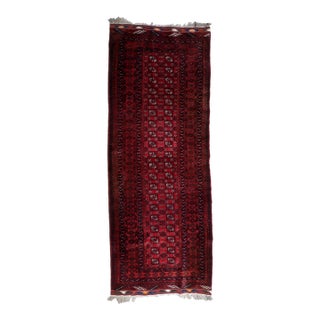 1960s, Handmade Vintage Afghan Ersari Runner 3.5' X 9.2' For Sale