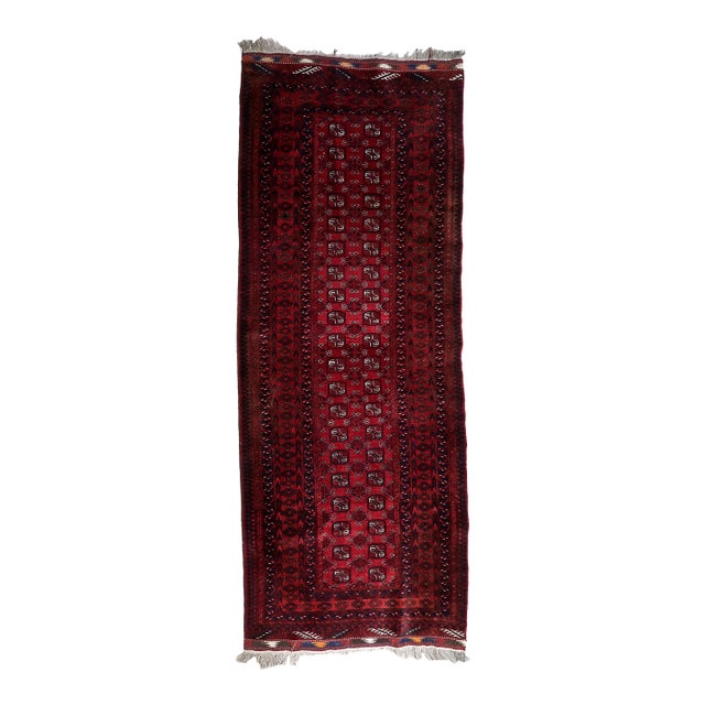 1960s, Handmade Vintage Afghan Ersari Runner 3.5' X 9.2' For Sale