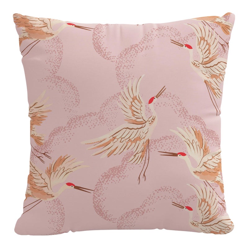 20" Pillow With Feather Insert In Crane Flock Pink