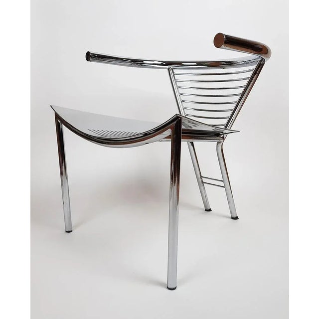 Chrome metal armchair, France, around 1980, although we did not find this seat in documentation, great similarities with...