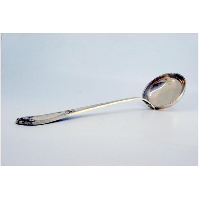 Silver Soup Ladle with Grooves and Monogram Card For Sale - Image 3 of 10