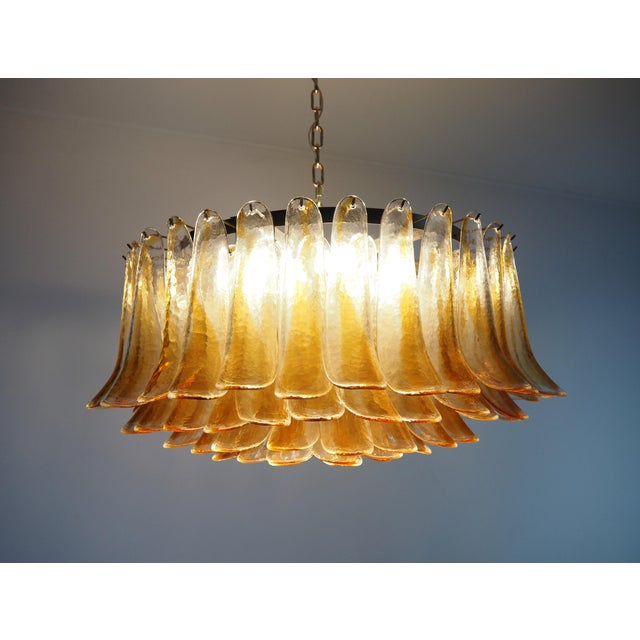 Large Murano Glass Chandelier with Amber Transparent Glass Petal, 1990 For Sale - Image 10 of 15