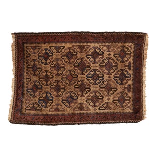 Vintage Belouch Square Rug 2'11" X 4'2" For Sale