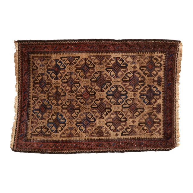 Vintage Belouch Square Rug 2'11" X 4'2" For Sale