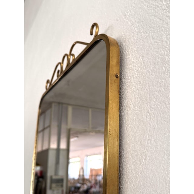 Mid-Century Italian Brass Wall Mirror with Decorations in the style of Gio Ponti, 1970s For Sale - Image 10 of 15
