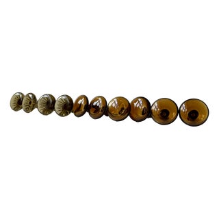 Vintage Swedish Green and Amber Glass Knobs, 1960s, Set of 10 For Sale