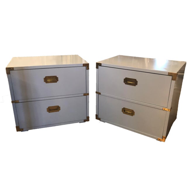 Vintage Lane Furniture Campaign Campaigner Powder Blue Lacquered Brass