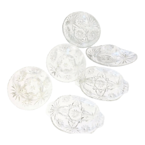 Midcentury Cut Glass Entertainment Set- 6 Pieces