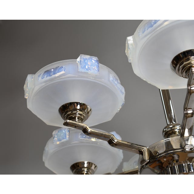 French Art Deco Chandelier by J. Gauthier Ezan & H. Renon 1930s France - 2 Available For Sale - Image 10 of 15
