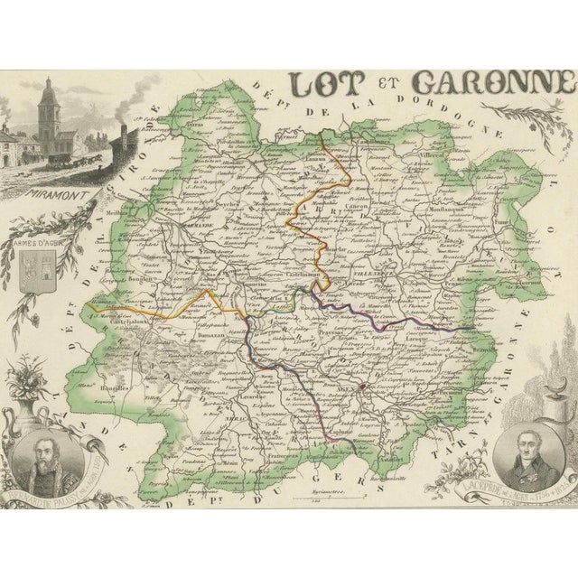 Antique Map of Lot-et-Garonne in France by Levasseur, 1850s For Sale - Image 3 of 10