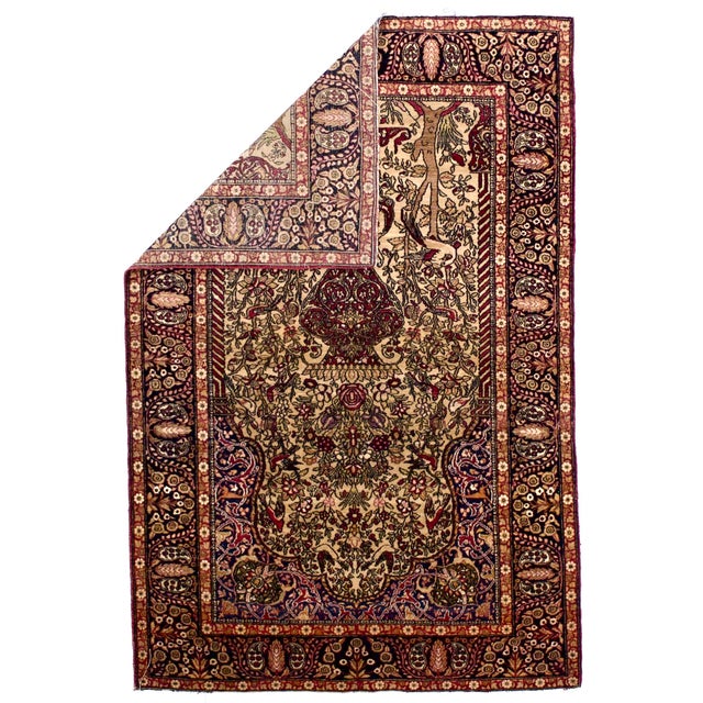 Antique Persian Tehran Rug 4’8" x 7’0". The interwar, finely woven curvilinear scatters and room sizes woven in the...