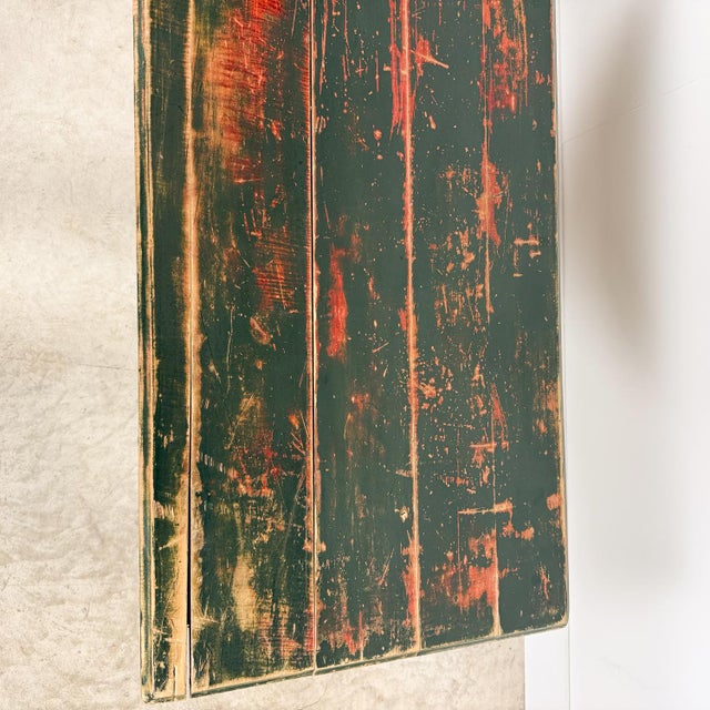 Vintage Industrial Bistro Table with Green Painted Wooden Top, 1950s For Sale - Image 11 of 13