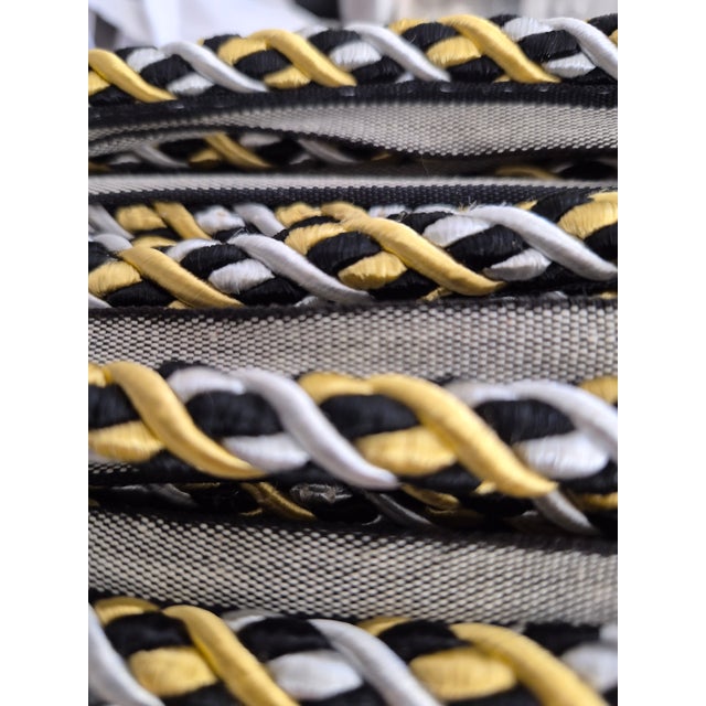The House of Scalamandre Scalamandre Designer Black, Gold, Silver Rope Trim- 21+ Feet For Sale - Image 4 of 6