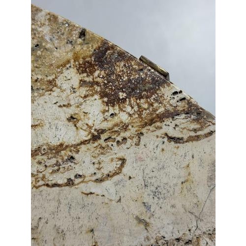 Stone Travertine Coffee Table with Marble Top For Sale - Image 7 of 16