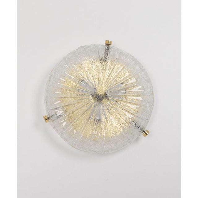 Small Brass and Murano Glass Flush Mount attributed to Hillebrand, Germany, 1970s For Sale - Image 8 of 14