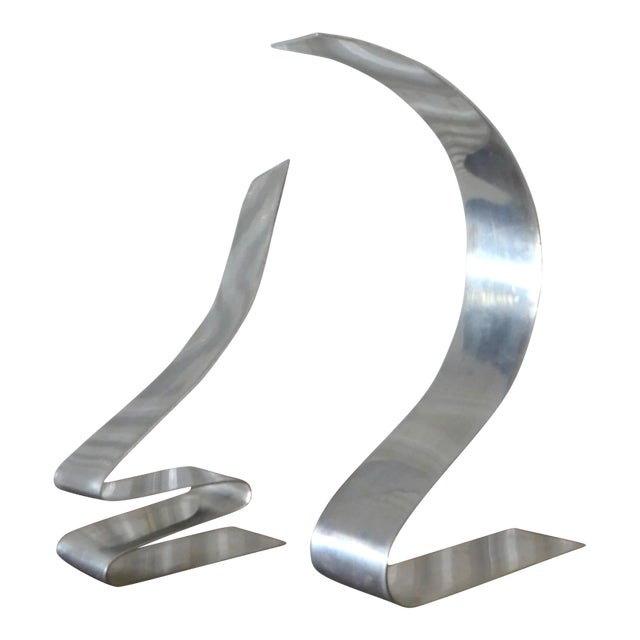 1960s Vintage Architectural Aluminium Sculptures - a Pair For Sale