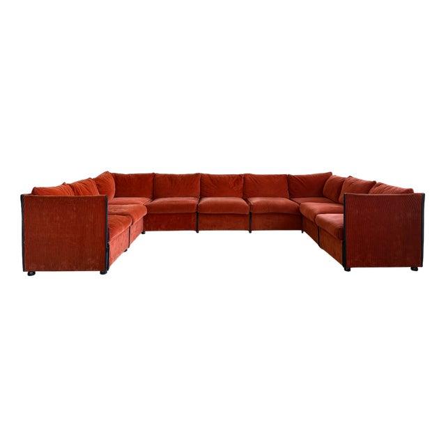 Vintage Italian Landeau Corduroy 9-Pieces Modular Sofa by Mario Bellini for Cassina, 1970s For Sale