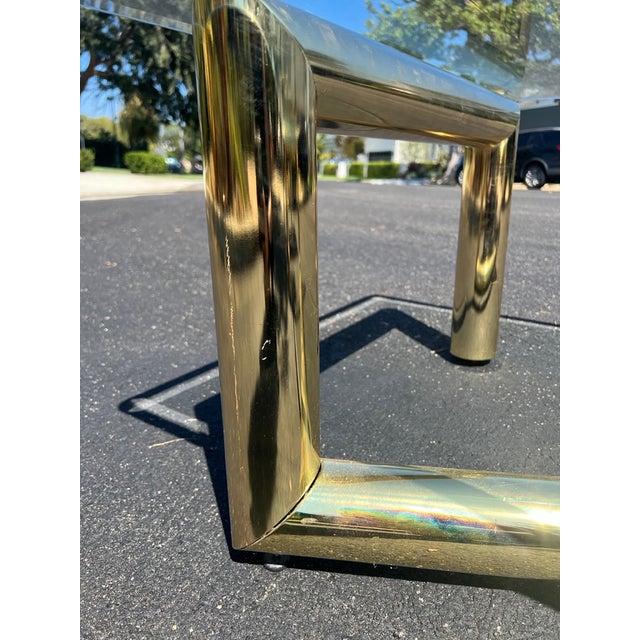 Karl Springer Brass Tubular Z Shaped Coffee Table With Glass Top Chairish