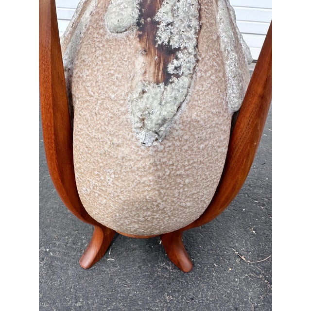 Large of Pair Mid Century Danish Modern Art Pottery Dripping Pattern Table Lamps For Sale In Las Vegas - Image 6 of 6