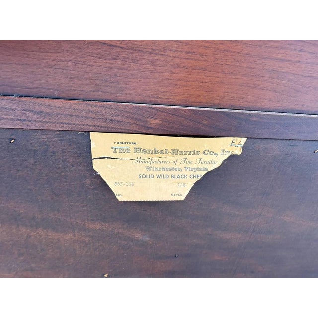 Pair of Chippendale Style Vintage Solid Cherry Wood Nightstands by Henkel Harris For Sale In Washington DC - Image 6 of 17
