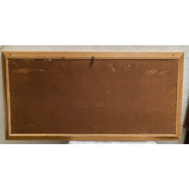 Vintage Mid Century 1960’s Abstract Ships Coastal Carlson Oil Painting on Board For Sale - Image 9 of 9