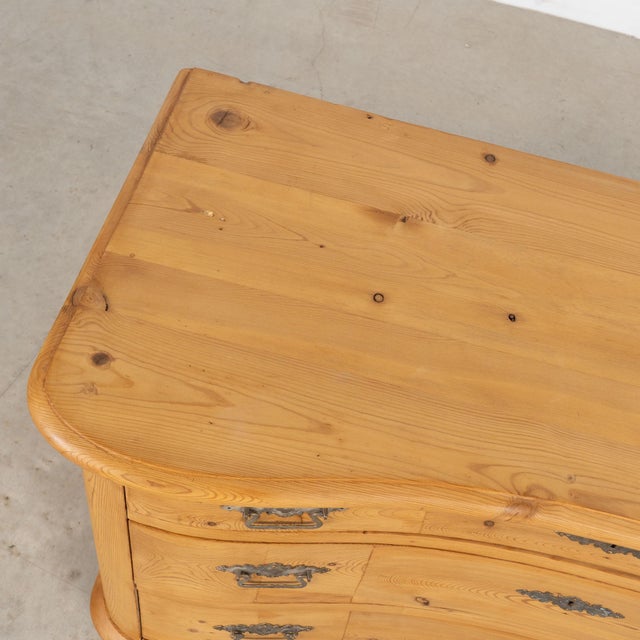 19th Century Danish Pine Curved Chest of Three Drawers For Sale - Image 6 of 15