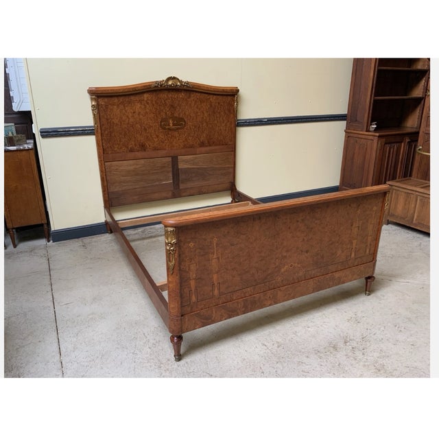 1900 - 1909 Antique Empire Opulent Bed with Inlays, 1900 For Sale - Image 5 of 11