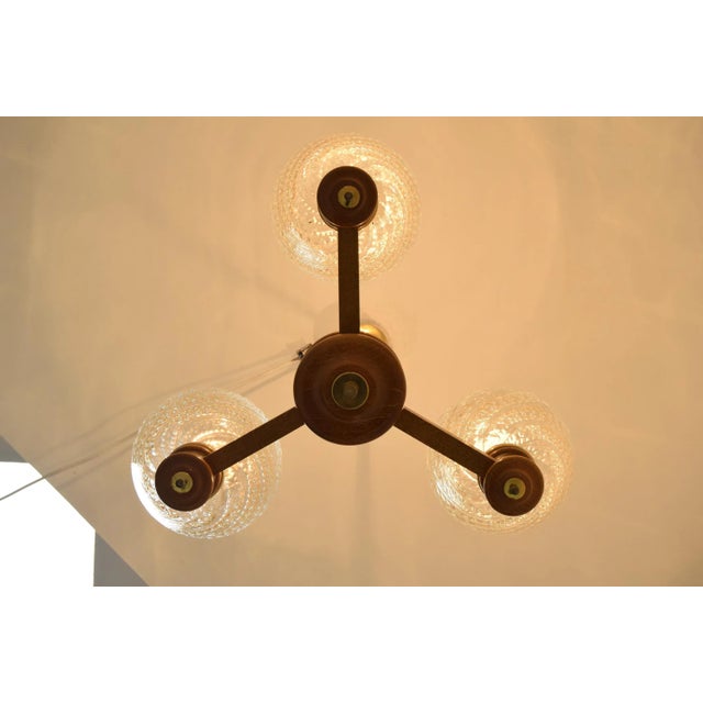Wood Mid-Century Wood Chandelier, 1970s For Sale - Image 7 of 9