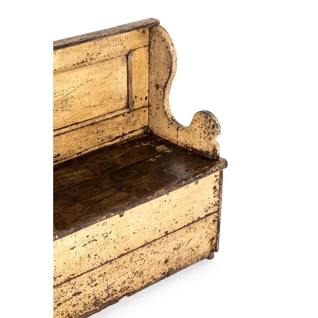 Wood Irish Primitive Painted Pine Settle For Sale - Image 7 of 13