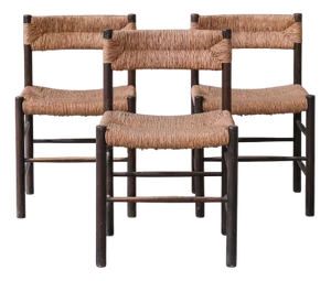 Mid-Century Dordogne Dining Chairs attribted to Charlotte Perriand, Set of 3