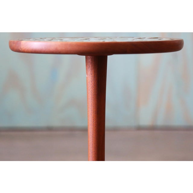 A unique color on this tile table designed by Jane and Gordon Martz for Marshall Studios. Unmarked. Dimensions: 12.75”...