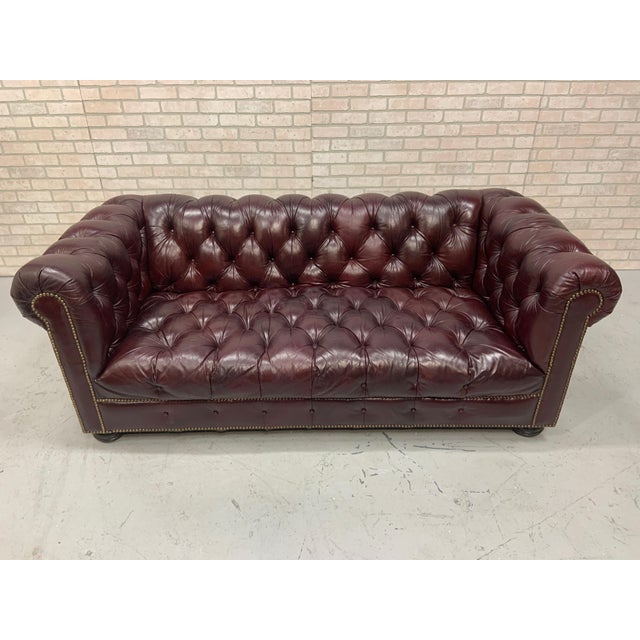 Hancock & Moore Oxblood Leather Tufted Classic Chesterfield Sofa Chairish