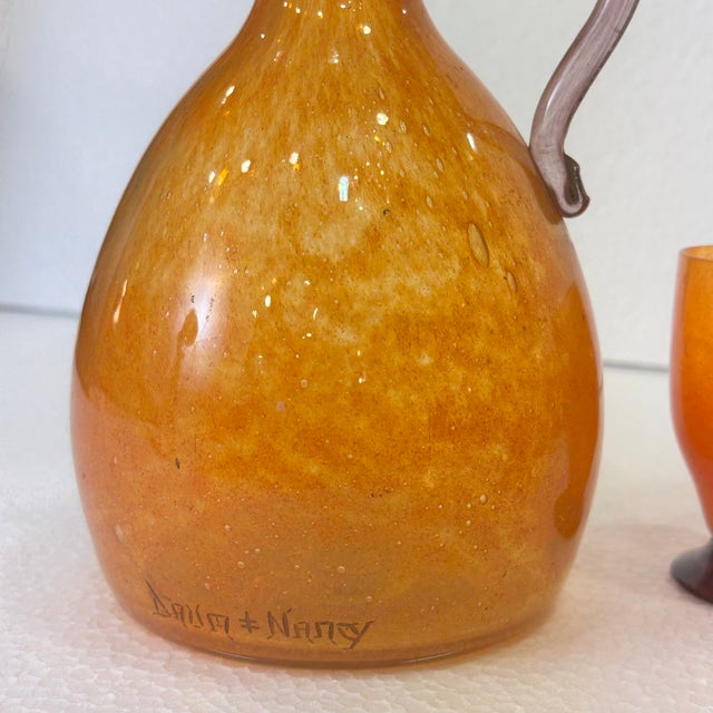 20th Century Art Deco Liquor Set with Jug and Glasses from Daum Crystal, France, 1940s, Set of 7 For Sale - Image 16 of 18