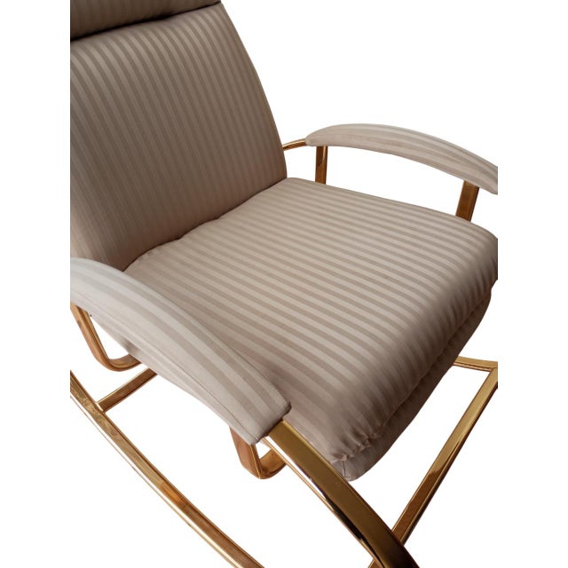 Rocking Chair in Brass and Fabric by Guido Faleschini, 1970s For Sale - Image 9 of 15