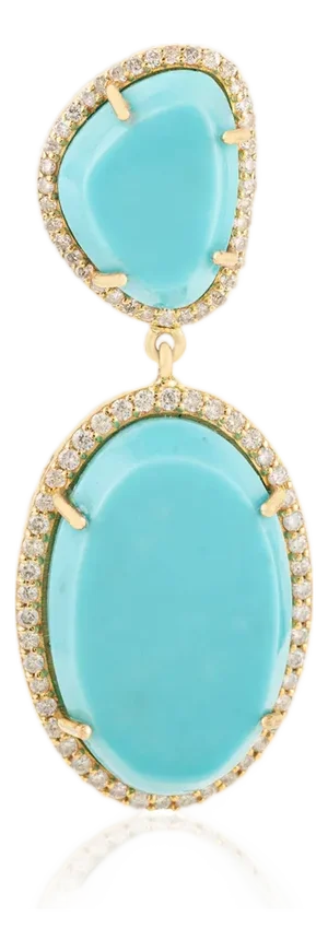 Vintage 12.2 Carat Turquoise Diamond Halo Bohemian Statement Pendant in 14k Gold