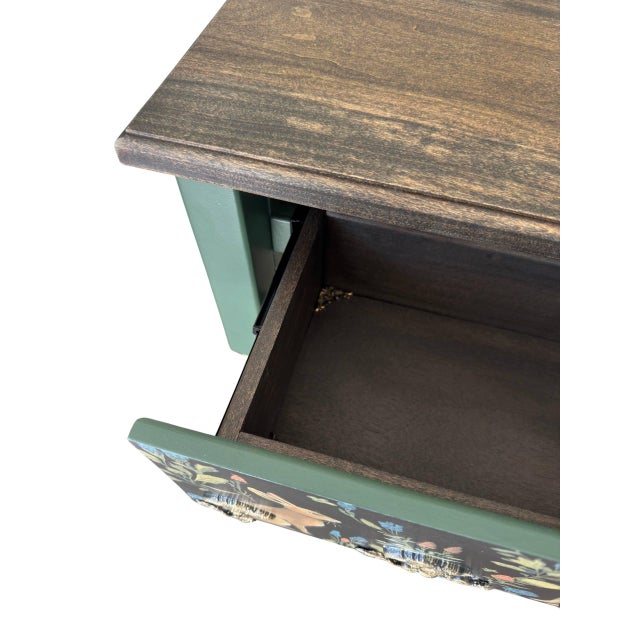 Hand-Painted Woodland Console Table With Rabbit & Forest Motif — One-of-a-Kind Art Furniture Entryway Accent For Sale - Image 9 of 15