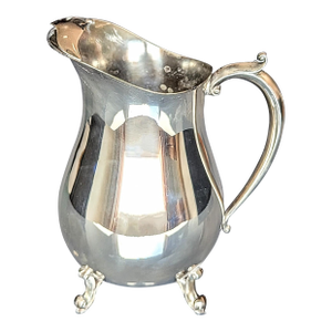Mid Century Italian Silverplate Water Pitcher With Ice Guard