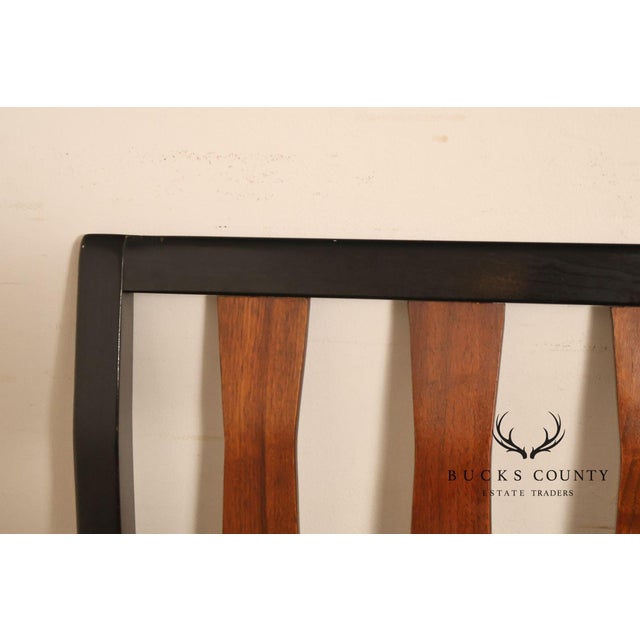 Mid Century Modern King Size Headboard with Ebony Frame and Walnut Bentwood Slats For Sale - Image 18 of 18