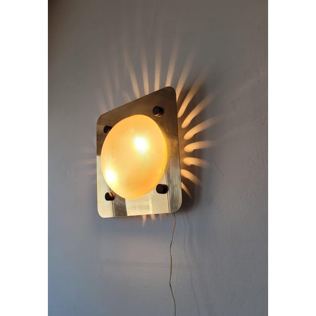 Brass and Glass Wall Lamp by Sergio Mazza, Italy, 1970s For Sale - Image 10 of 18