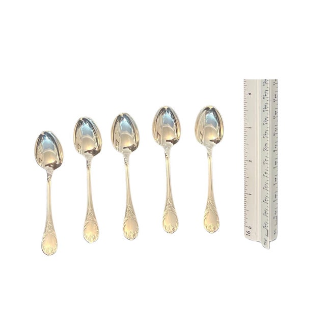 French Christofle Marly Silverplate Demitasse Spoons and 1 Sugar Spoon- 6 Pieces For Sale - Image 3 of 8