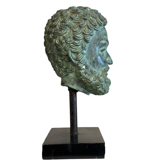 19th Century Iron Grand Tour Bust on Stand For Sale - Image 4 of 5