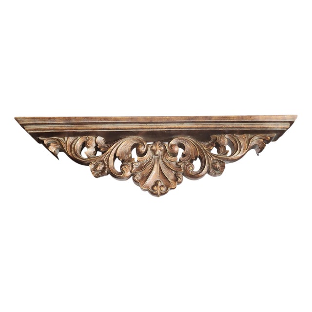 Vintage Baroque Wooden Wall Shelf For Sale