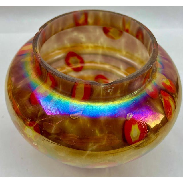 Pique Fleurs Iridescent Glass Vase in Multi Color Decor with Grille, 1930s For Sale - Image 6 of 14